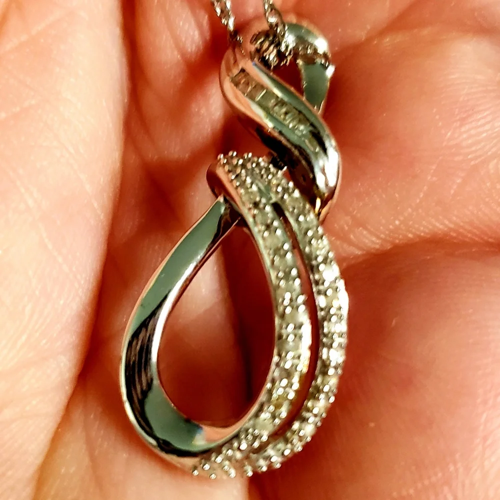 New Stunning Genuine 1.15ctw Diamonds Pendant Free 18" Chain Sterling Silver! - Picture 1 of 7